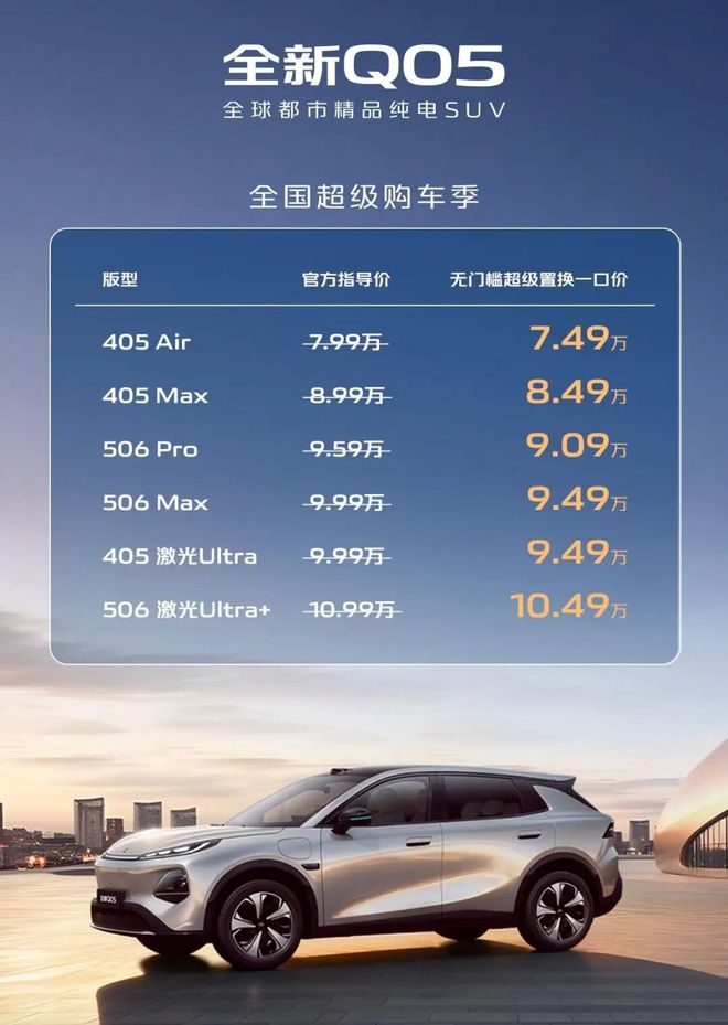 达纯电SUV长安启源全新Q05上市澳门新葡京app10万级带激光雷(图9)